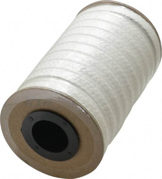 Made in USA - 3/8" x 8-1/2' Spool Length, PTFE/Hard Filament Compression Packing - 4,000 Max psi, -450 to 500° F, White - Eagle Tool & Supply