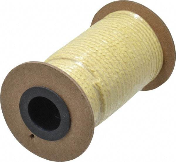 Made in USA - 1/8" x 40' Spool Length, PTFE/Aramid Composite Compression Packing - 2,500 Max psi, -50 to 550° F, Tan - Eagle Tool & Supply