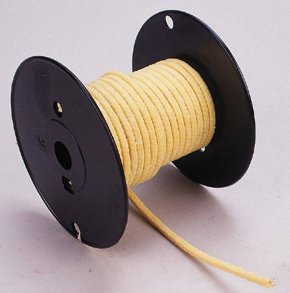 Made in USA - 3/16" x 44' Spool Length, TFE/Aramid Compression Packing - 5,000 Max psi, -100 to 500° F, Yellow - Eagle Tool & Supply