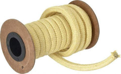 Made in USA - 5/16" x 8.2' Spool Length, TFE/Aramid Compression Packing - 5,000 Max psi, -100 to 500° F, Yellow - Eagle Tool & Supply