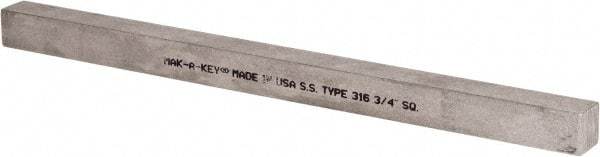 Made in USA - 12" Long x 3/4" High x 3/4" Wide, Undersized Key Stock - Type 316 Stainless Steel - Eagle Tool & Supply