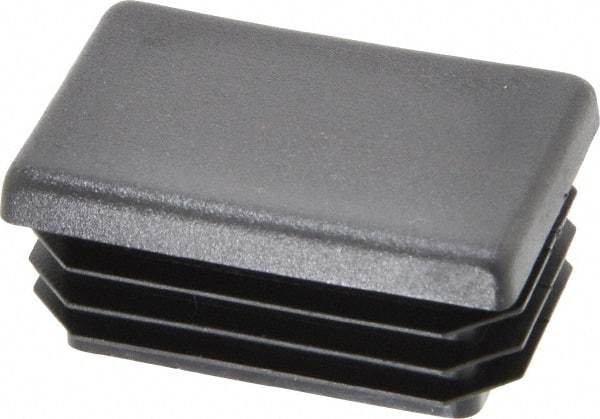 Caplugs - Rectangular Head Plug - 1 x 1-1/2" OD, 1" Long, Polyethylene, Black - Eagle Tool & Supply