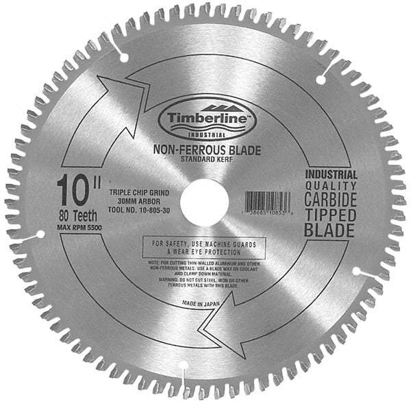 Amana Tool - 10" Diam, 5/8" Arbor Hole Diam, 60 Tooth Wet & Dry Cut Saw Blade - Carbide-Tipped, Chip Free Action, Standard Round Arbor - Eagle Tool & Supply