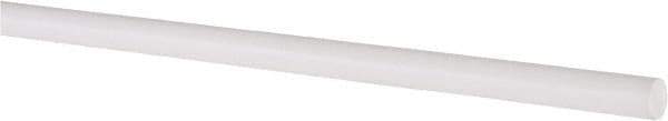 Made in USA - 2' Long, 1/4" Diam, PTFE (Virgin) Plastic Rod - White - Eagle Tool & Supply