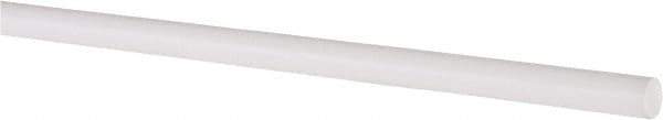 Made in USA - 4' Long, 1/4" Diam, PTFE (Virgin) Plastic Rod - White - Eagle Tool & Supply