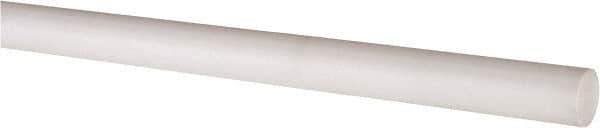 Made in USA - 6' Long, 3/8" Diam, PTFE (Virgin) Plastic Rod - White - Eagle Tool & Supply