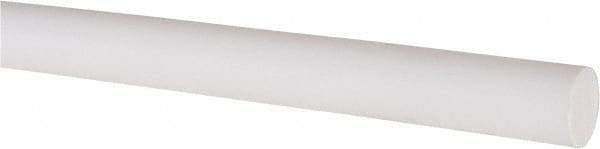 Made in USA - 4' Long, 1/2" Diam, PTFE (Virgin) Plastic Rod - White - Eagle Tool & Supply