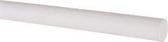 Made in USA - 4' Long, 1/2" Diam, PTFE (Virgin) Plastic Rod - White - Eagle Tool & Supply