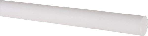 Made in USA - 5' Long, 1/2" Diam, PTFE (Virgin) Plastic Rod - White - Eagle Tool & Supply