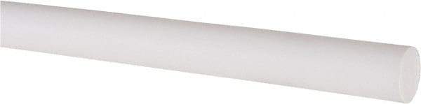 Made in USA - 6' Long, 1/2" Diam, PTFE (Virgin) Plastic Rod - White - Eagle Tool & Supply