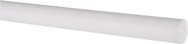 Made in USA - 2' Long, 5/8" Diam, PTFE (Virgin) Plastic Rod - White - Eagle Tool & Supply