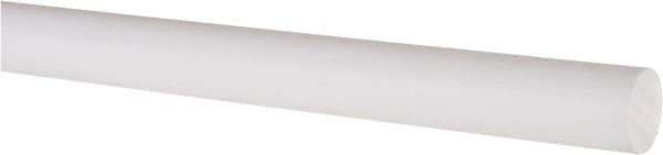 Made in USA - 3' Long, 5/8" Diam, PTFE (Virgin) Plastic Rod - White - Eagle Tool & Supply