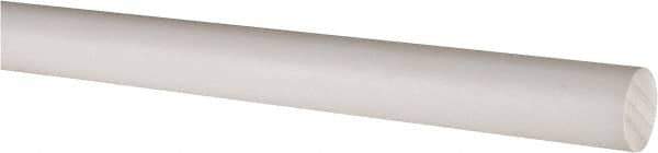 Made in USA - 6' Long, 5/8" Diam, PTFE (Virgin) Plastic Rod - White - Eagle Tool & Supply