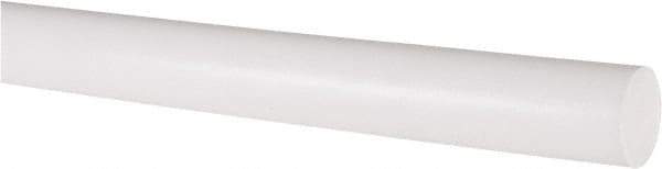 Made in USA - 2' Long, 3/4" Diam, PTFE (Virgin) Plastic Rod - White - Eagle Tool & Supply
