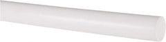 Made in USA - 5' Long, 3/4" Diam, PTFE (Virgin) Plastic Rod - White - Eagle Tool & Supply
