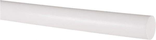 Made in USA - 6' Long, 3/4" Diam, PTFE (Virgin) Plastic Rod - White - Eagle Tool & Supply