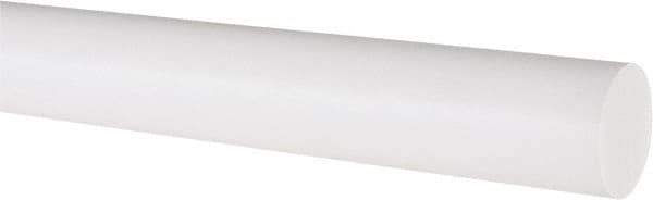 Made in USA - 1' Long, 1" Diam, PTFE (Virgin) Plastic Rod - White - Eagle Tool & Supply