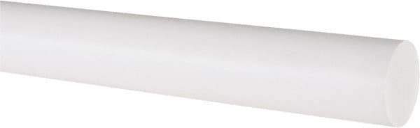 Made in USA - 2' Long, 1" Diam, PTFE (Virgin) Plastic Rod - White - Eagle Tool & Supply