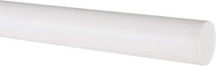 Made in USA - 6' Long, 1" Diam, PTFE (Virgin) Plastic Rod - White - Eagle Tool & Supply