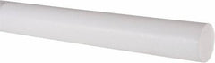 Made in USA - 2' Long, 1-1/4" Diam, PTFE (Virgin) Plastic Rod - White - Eagle Tool & Supply