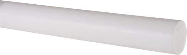 Made in USA - 3' Long, 1-1/4" Diam, PTFE (Virgin) Plastic Rod - White - Eagle Tool & Supply