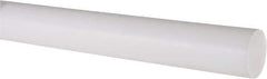 Made in USA - 6' Long, 1-1/4" Diam, PTFE (Virgin) Plastic Rod - White - Eagle Tool & Supply