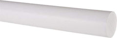 Made in USA - 2' Long, 1-1/2" Diam, PTFE (Virgin) Plastic Rod - White - Eagle Tool & Supply
