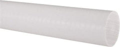 Made in USA - 2' Long, 2" Diam, PTFE (Virgin) Plastic Rod - White - Eagle Tool & Supply