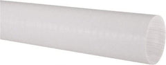 Made in USA - 3' Long, 2" Diam, PTFE (Virgin) Plastic Rod - White - Eagle Tool & Supply