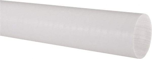 Made in USA - 6' Long, 2" Diam, PTFE (Virgin) Plastic Rod - White - Eagle Tool & Supply