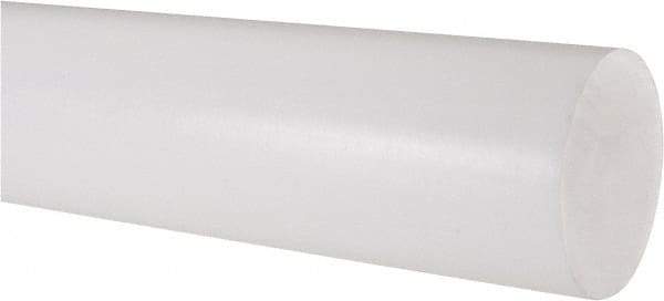 Made in USA - 1' Long, 2-1/2" Diam, PTFE (Virgin) Plastic Rod - White - Eagle Tool & Supply