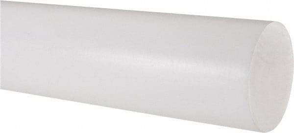 Made in USA - 2' Long, 2-1/2" Diam, PTFE (Virgin) Plastic Rod - White - Eagle Tool & Supply