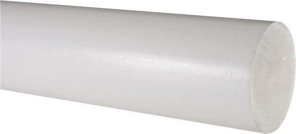 Made in USA - 3' Long, 2-1/2" Diam, PTFE (Virgin) Plastic Rod - White - Eagle Tool & Supply