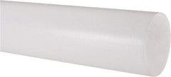 Made in USA - 4' Long, 2-1/2" Diam, PTFE (Virgin) Plastic Rod - White - Eagle Tool & Supply