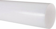 Made in USA - 1' Long, 3" Diam, PTFE (Virgin) Plastic Rod - White - Eagle Tool & Supply