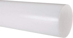 Made in USA - 2' Long, 3" Diam, PTFE (Virgin) Plastic Rod - White - Eagle Tool & Supply