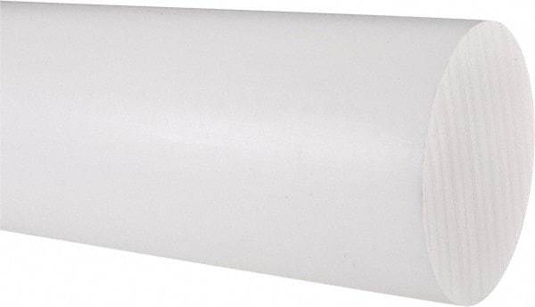 Made in USA - 1' Long, 3-1/2" Diam, PTFE (Virgin) Plastic Rod - White - Eagle Tool & Supply