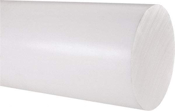 Made in USA - 1' Long, 4" Diam, PTFE (Virgin) Plastic Rod - White - Eagle Tool & Supply