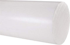 Made in USA - 1' Long, 4" Diam, PTFE (Virgin) Plastic Rod - White - Eagle Tool & Supply