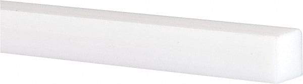 Made in USA - 2 Ft. Long x 1 Inch Wide x 1 Inch High, Virgin PTFE, Square Plastic Bar - White, +0.030 - 0.000 Tolerance - Eagle Tool & Supply