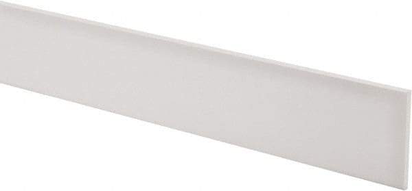 Made in USA - 3 Ft. Long x 2 Inch Wide x 1/8 Inch High, Virgin PTFE, Rectangular Plastic Bar - White, +/- 0.060 Tolerance - Eagle Tool & Supply