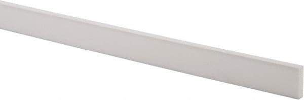 Made in USA - 2 Ft. Long x 1 Inch Wide x 1/4 Inch High, Virgin PTFE, Rectangular Plastic Bar - White, +/- 0.060 Tolerance - Eagle Tool & Supply