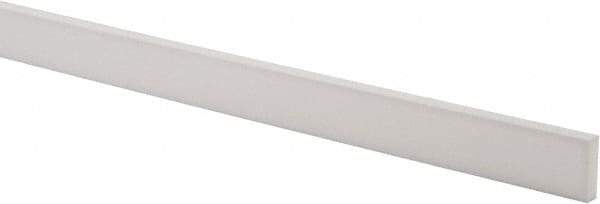 Made in USA - 3 Ft. Long x 1 Inch Wide x 1/4 Inch High, Virgin PTFE, Rectangular Plastic Bar - White, +/- 0.060 Tolerance - Eagle Tool & Supply