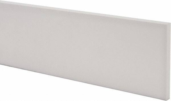 Made in USA - 1 Ft. Long x 4 Inch Wide x 3/8 Inch High, Virgin PTFE, Rectangular Plastic Bar - White, +/- 0.060 Tolerance - Eagle Tool & Supply