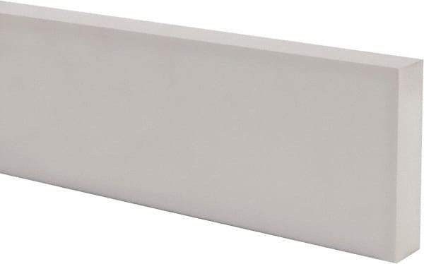 Made in USA - 1 Ft. Long x 4 Inch Wide x 1 Inch High, Virgin PTFE, Rectangular Plastic Bar - White, +/- 0.060 Tolerance - Eagle Tool & Supply