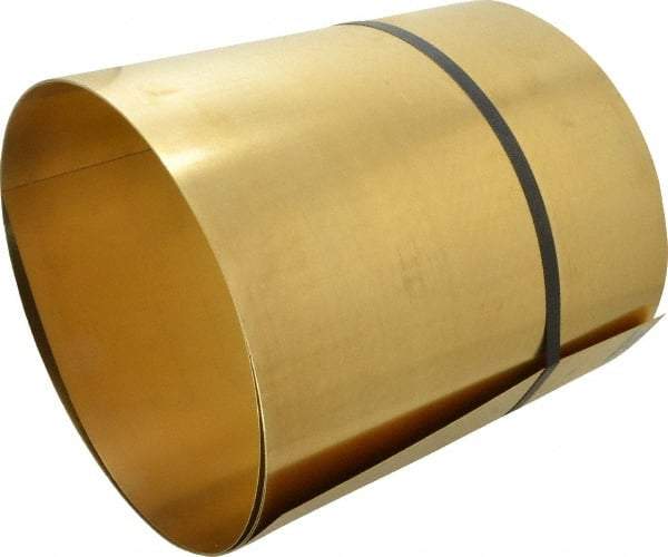 Made in USA - 10 Ft. Long x 12 Inch Wide x 0.02 Inch Thick, Roll Shim Stock - Brass - Eagle Tool & Supply