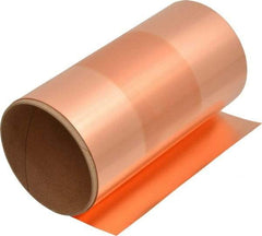 Made in USA - 100 Inch Long x 6 Inch Wide x 0.002 Inch Thick, Roll Shim Stock - Copper - Eagle Tool & Supply