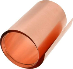 Made in USA - 100 Inch Long x 6 Inch Wide x 0.008 Inch Thick, Roll Shim Stock - Copper - Eagle Tool & Supply