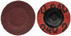 Merit Abrasives - 1" Disc Diam, 240 Grit, Aluminum Oxide Quick Change Disc - Type R Attaching System, Coated, Brown, 40,000 RPM, ALO Series - Eagle Tool & Supply