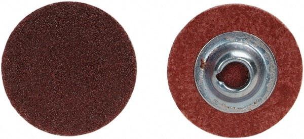 Merit Abrasives - 1" Disc Diam, 100 Grit, Aluminum Oxide Quick Change Disc - Type S Attaching System, Coated, Brown, 40,000 RPM, ALO Series - Eagle Tool & Supply